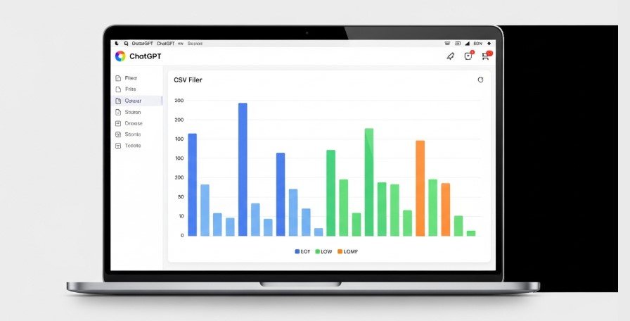 A bar chart generated by ChatGPT from CSV data on a laptop screen