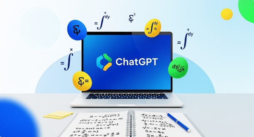 Laptop showing ChatGPT solving calculus equations.
