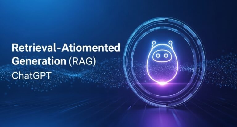 Thumbnail of AI chatbot with data streams