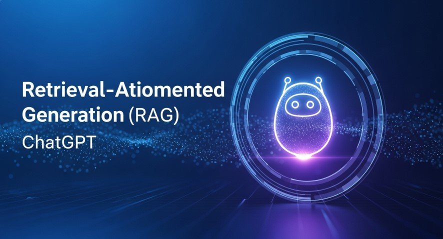 Thumbnail of AI chatbot with data streams