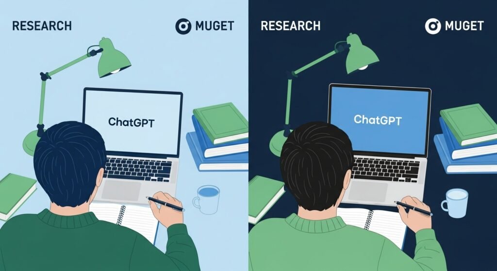 Student researching with ChatGPT