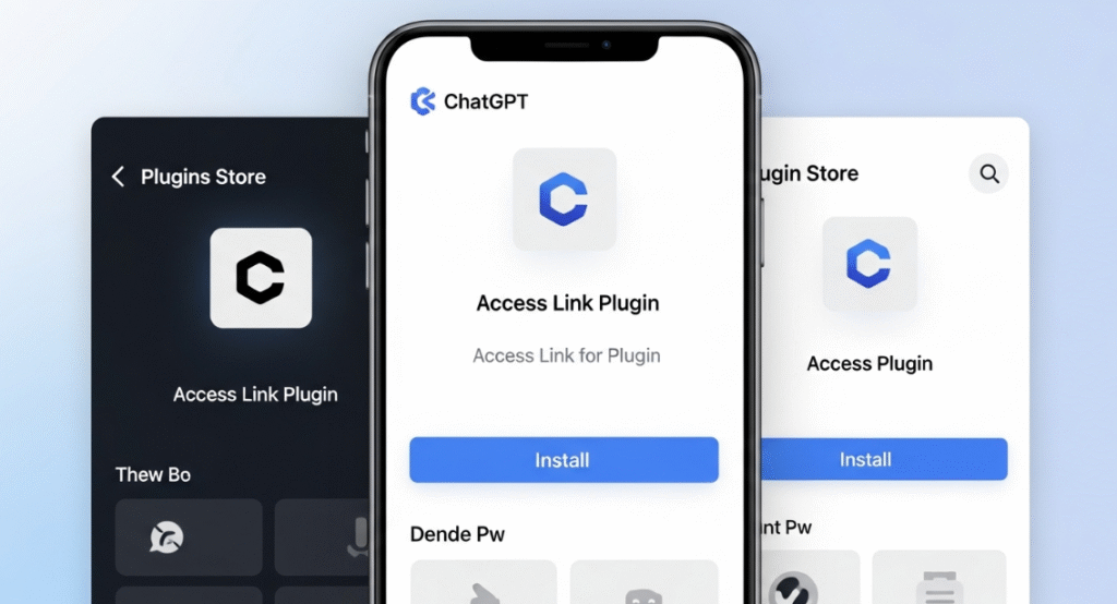 Screenshot of ChatGPT plugin store showing Access Link Plugin installation.