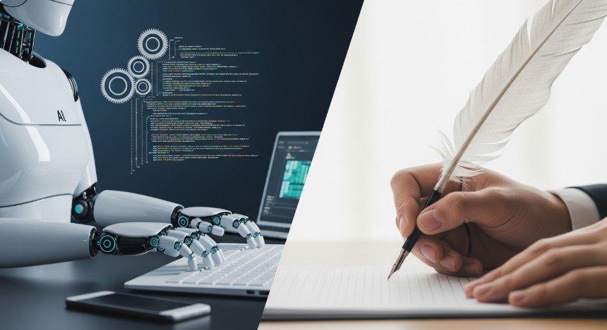 Robot and human writing side by side