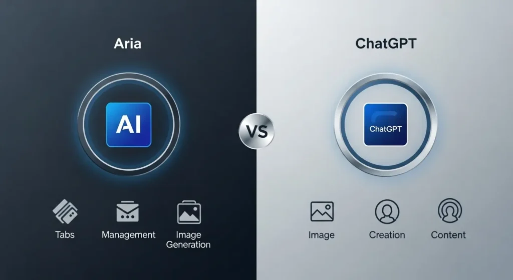 Infographic comparing Aria and ChatGPT.
