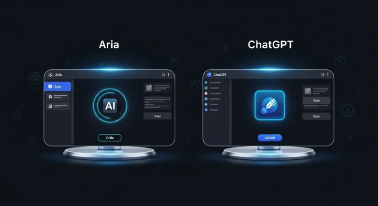 Thumbnail comparing Aria and ChatGPT AI interfaces.