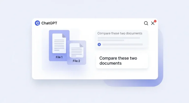 Two documents with AI comparison grid and brain icon