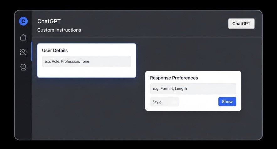 Screenshot of ChatGPT custom instructions setup