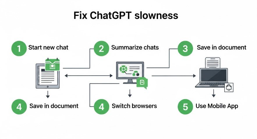 Flowchart of steps to fix ChatGPT slowdown