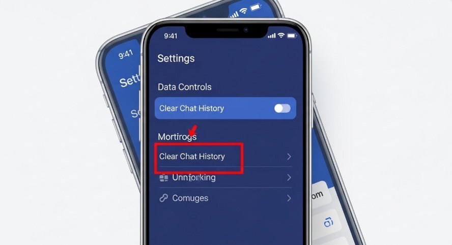 ChatGPT mobile app with “Clear Chat History” option highlighted