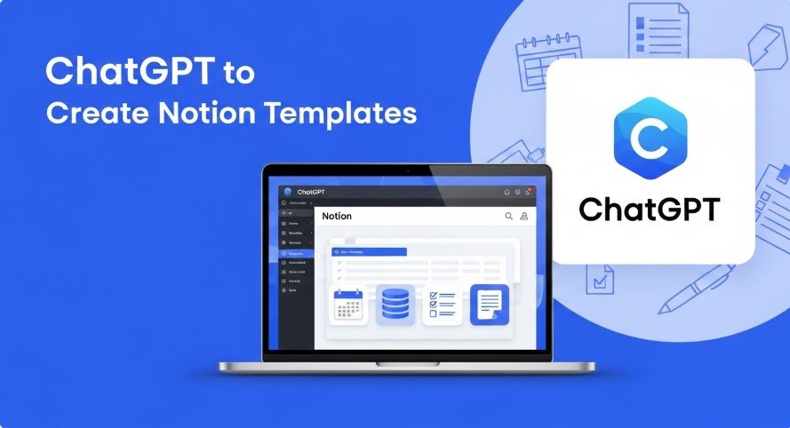 ChatGPT and Notion icons on laptop screen