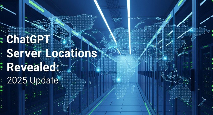 Glowing data center with digital world map for ChatGPT servers.
