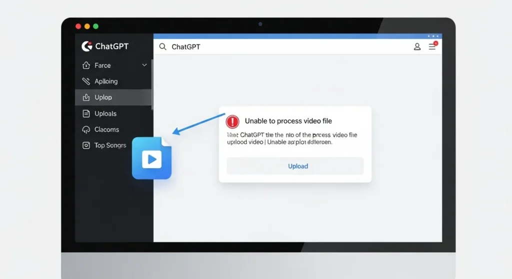 ChatGPT error message when attempting to upload a video