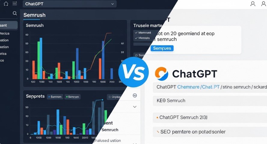 Thumbnail comparing ChatGPT and Semrush for SEO