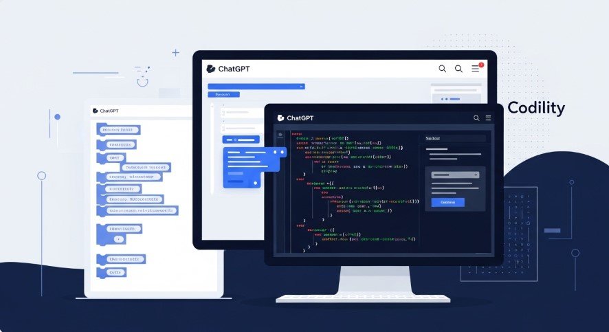 AI generating code on a computer screen
