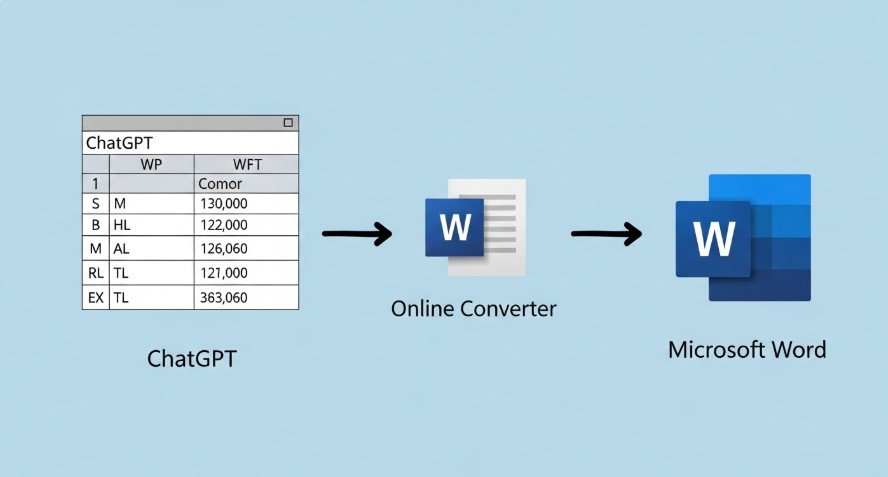 Diagram of table conversion from ChatGPT to Word