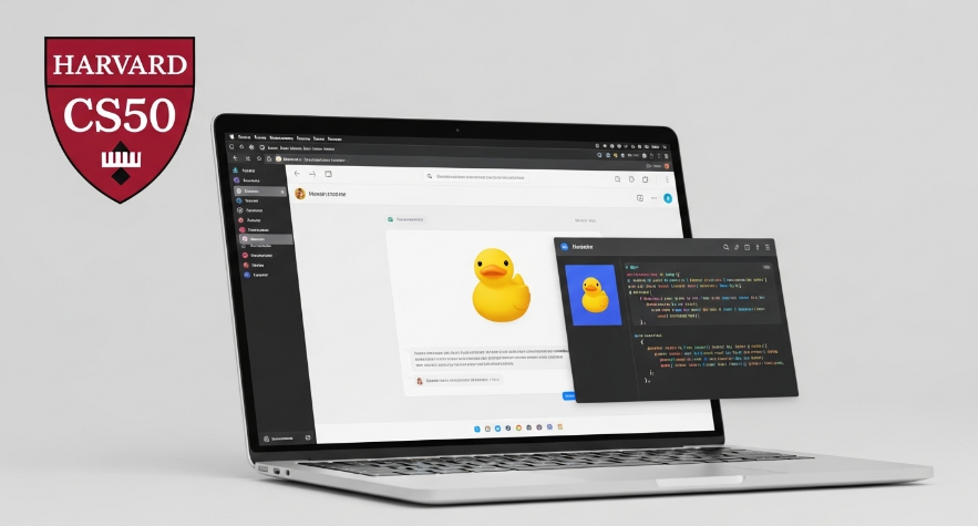 CS50 Bot interface on a laptop