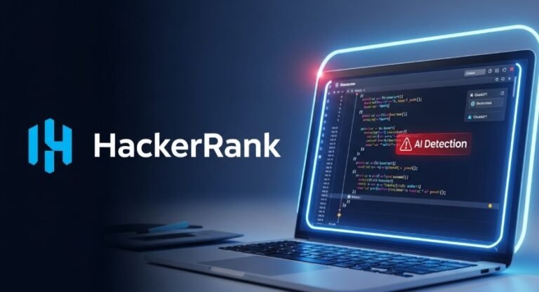 Digital interface showing HackerRank detecting AI code.