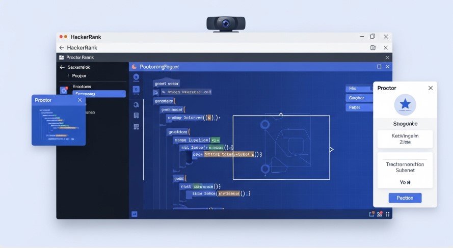 HackerRank interface with proctoring features.