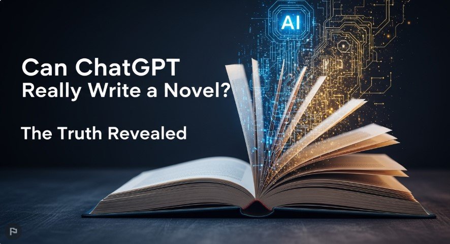 Thumbnail of book and AI code for ChatGPT novel blog