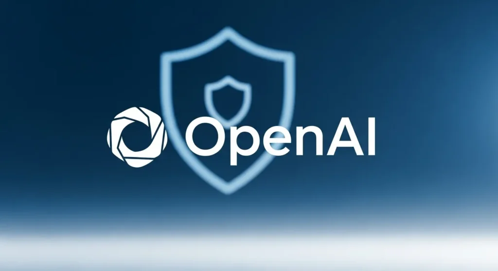 OpenAI logo with a shield representing safety policies.