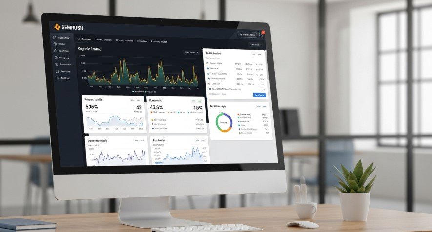 Semrush SEO dashboard on computer screen