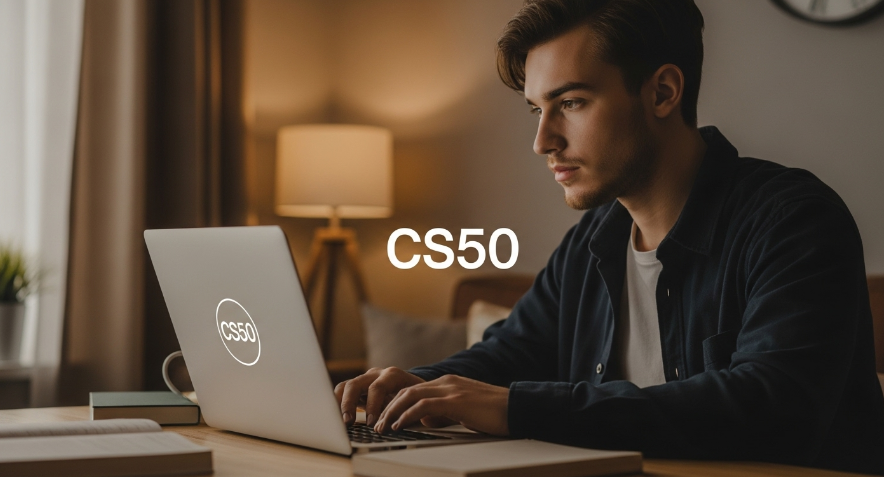 Student coding in CS50