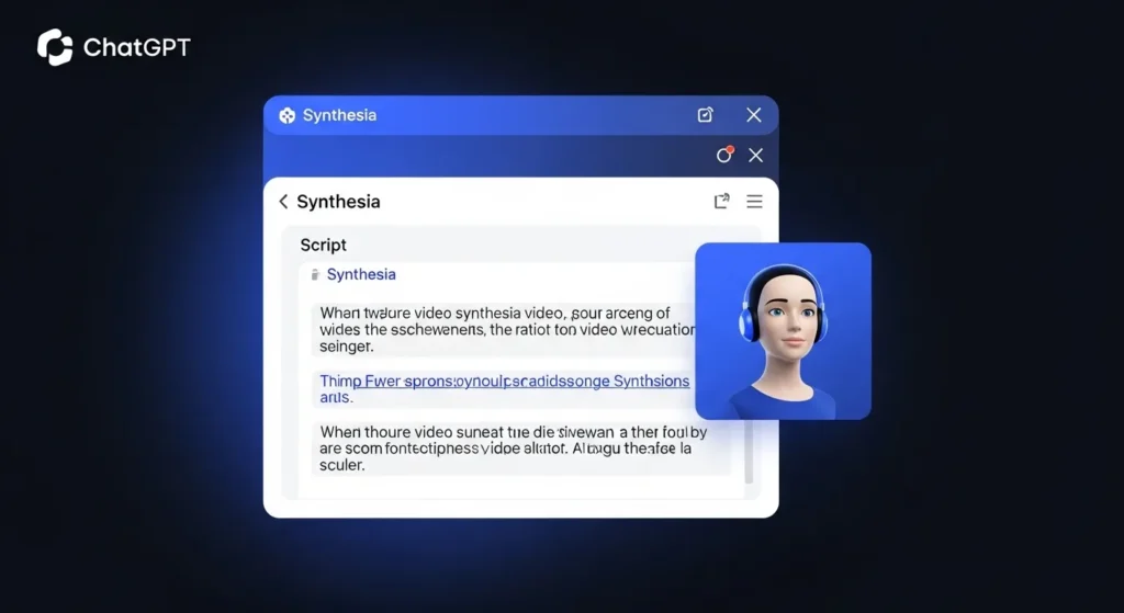 Synthesia platform with a ChatGPT-generated script