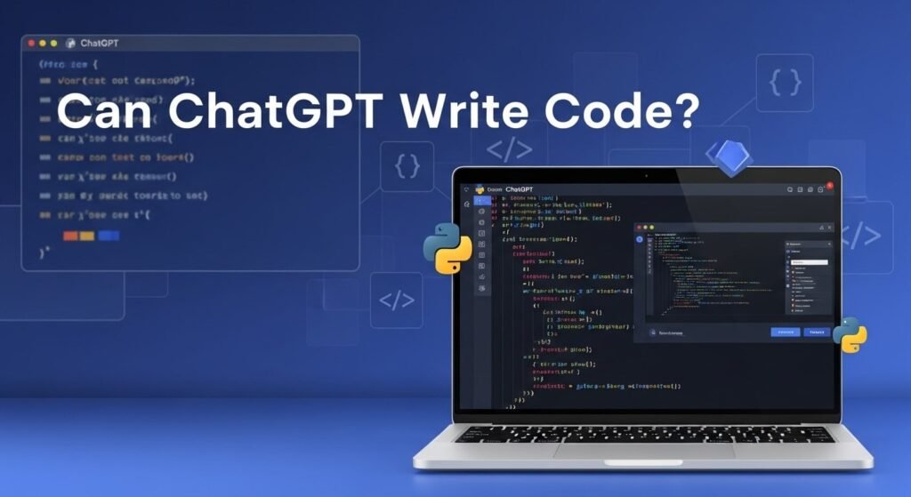 ChatGPT writing code on a laptop screen