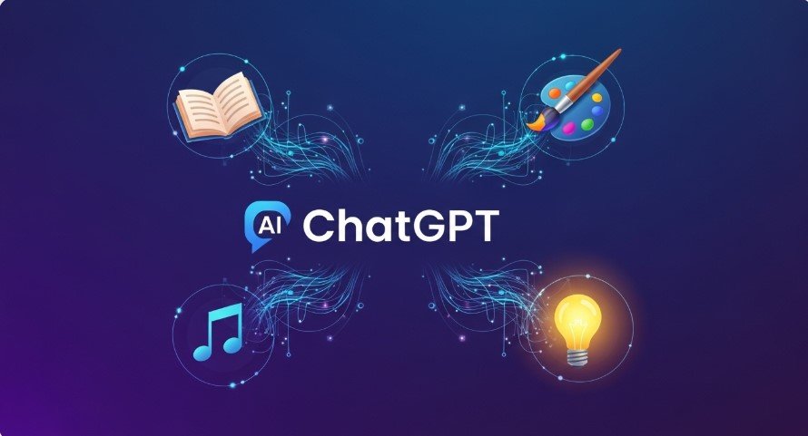 Thumbnail for blog post on ChatGPT’s creative uses.