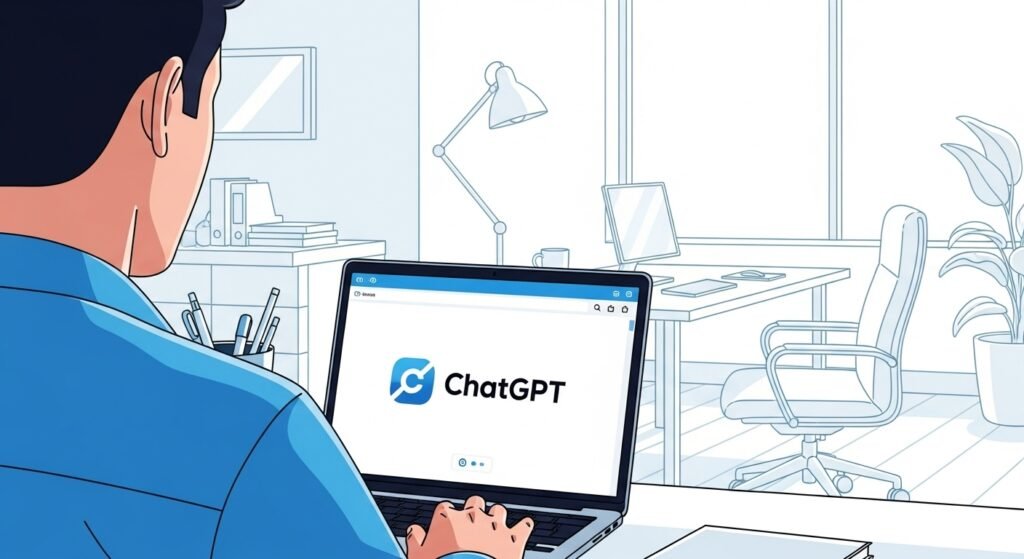 Person using laptop to access ChatGPT website