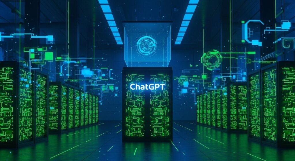 Conceptual AI data center for ChatGPT