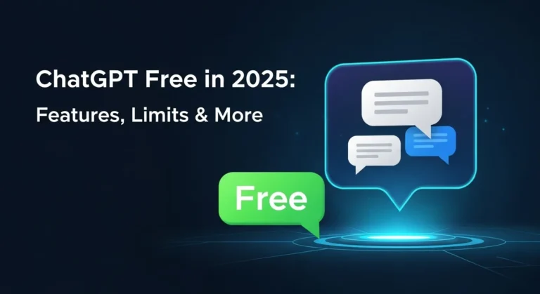 Futuristic AI chat interface with free badge