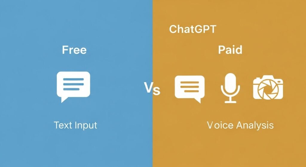 Infographic comparing ChatGPT free and paid features