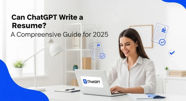 Professional using ChatGPT to write a resume on laptop