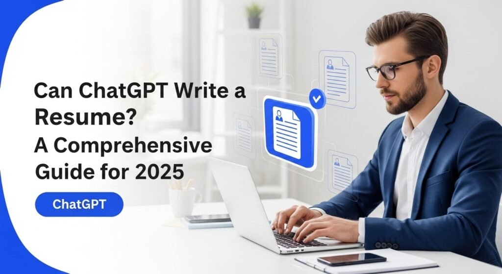 Person using ChatGPT on a laptop to write a resume