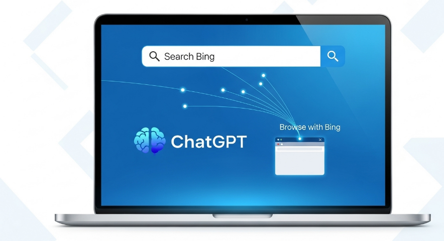 Infographic of ChatGPT using Bing for internet access