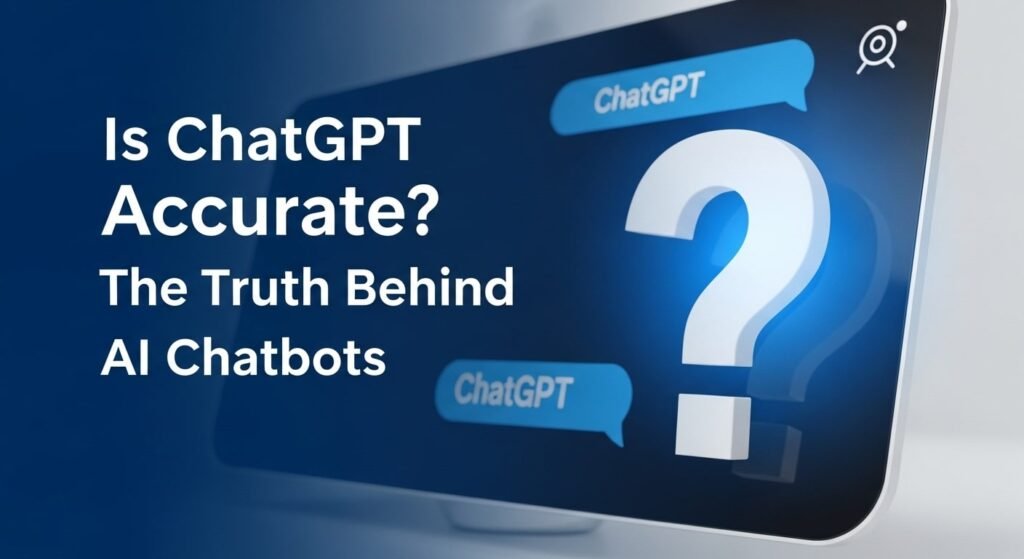 Chatbot interface with a question mark for ChatGPT accuracy